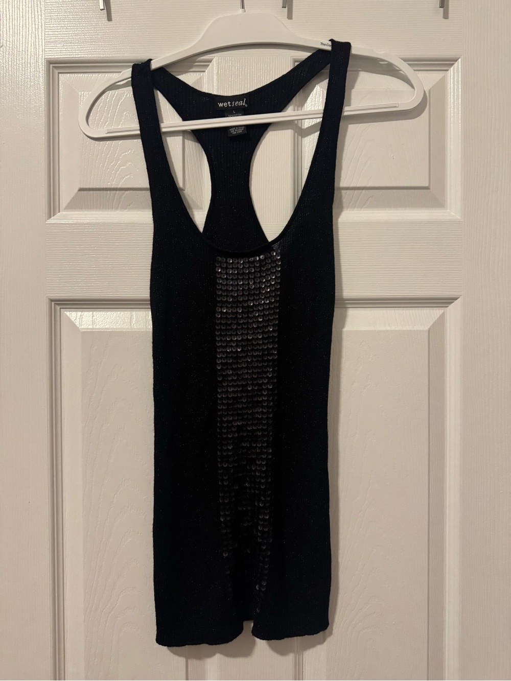 Wet Seal Black Sequin Racerback Tank